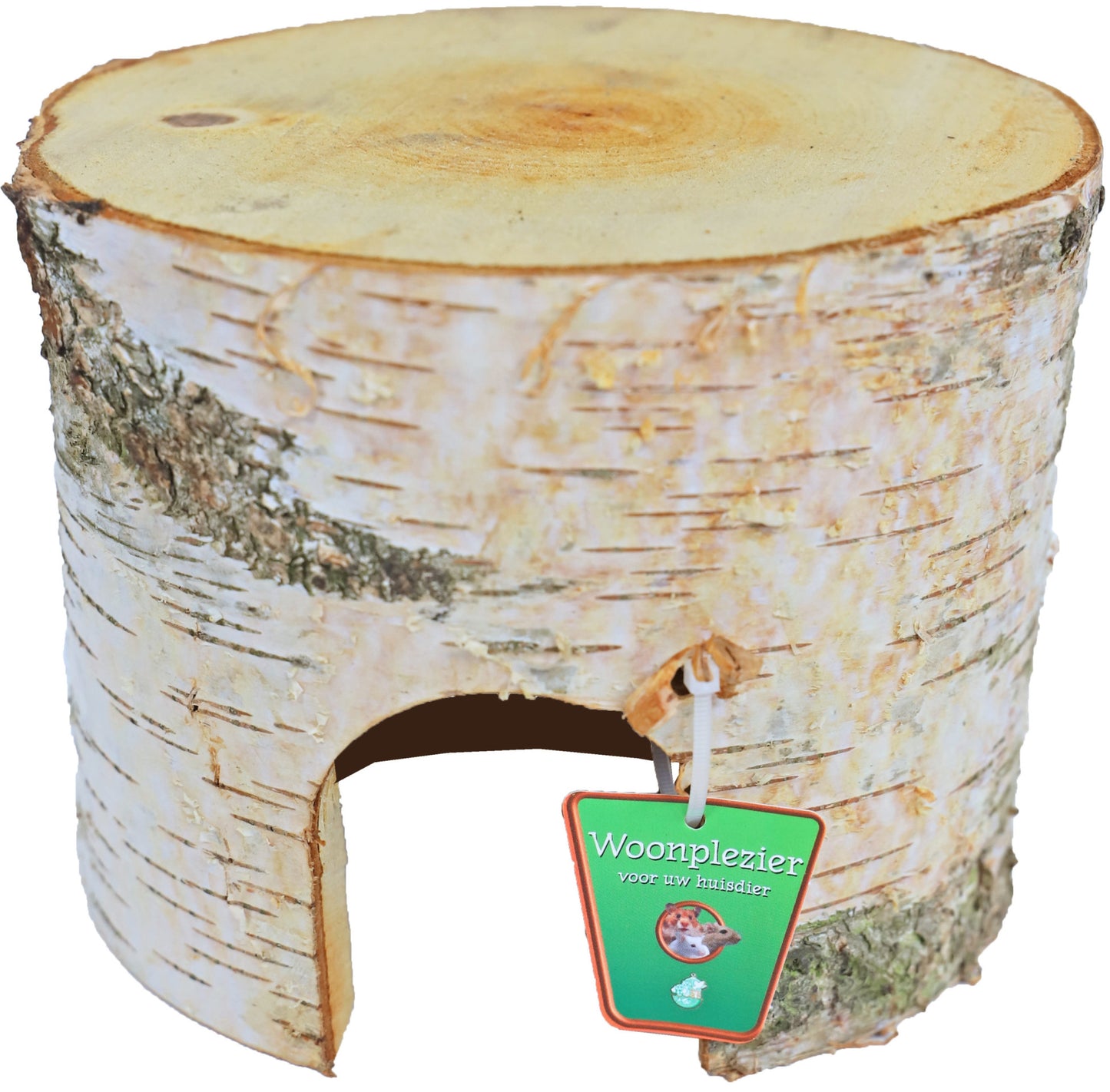Knaagdier berkenhuis rond medium, 14 cm.