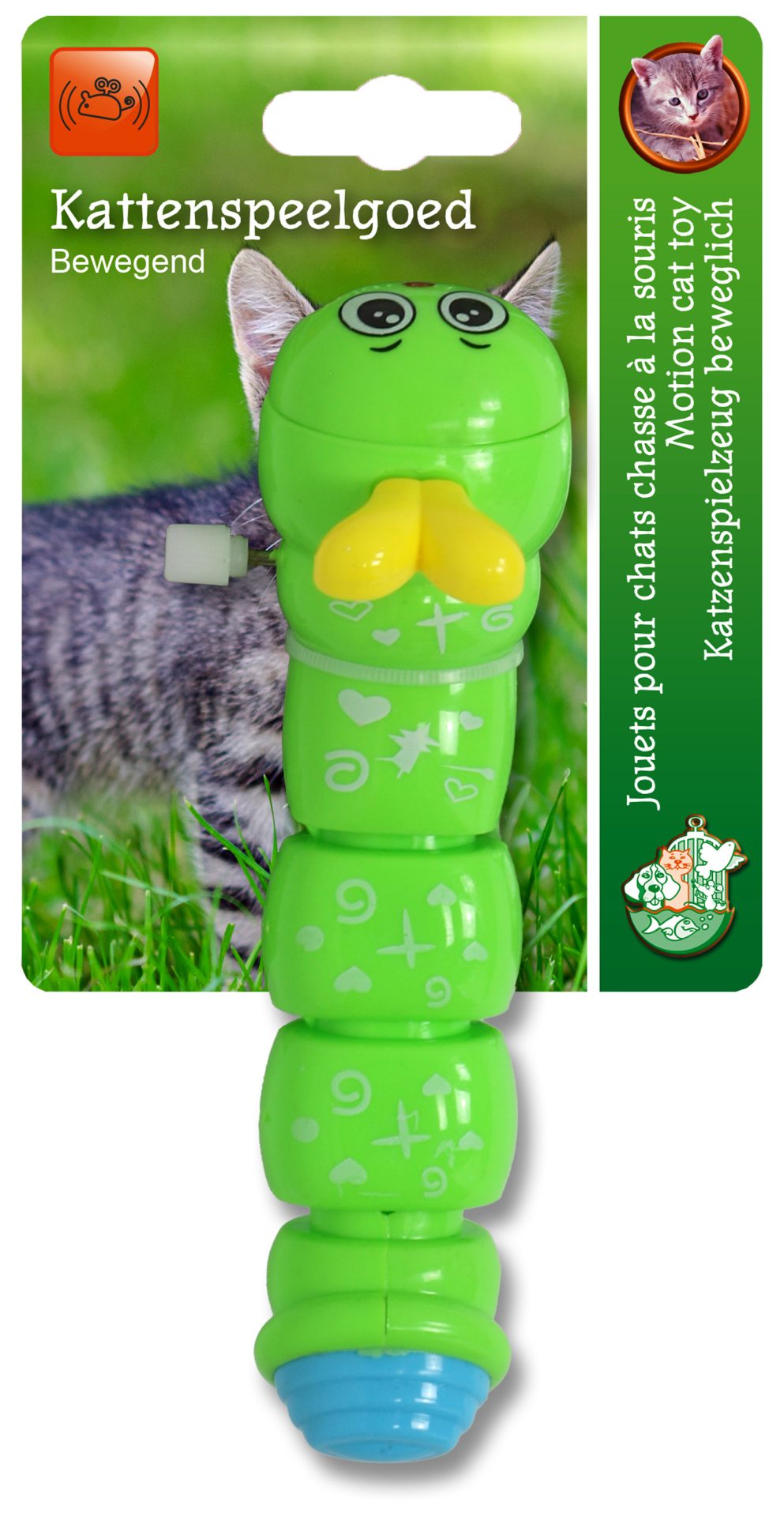 Boon kat speelgoed rups opwindbaar groen 15cm