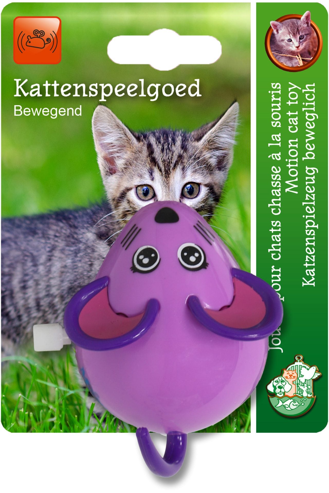 Boon kat speelgoed muis opwindbaar paars 7cm