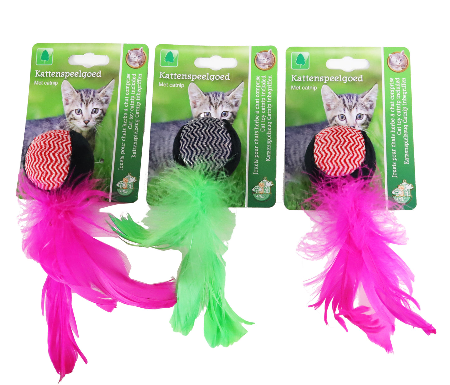 Katten rammelbal met veren