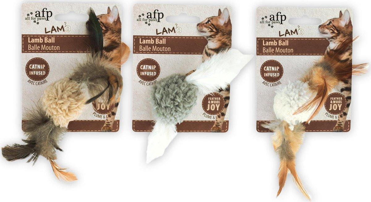 AFP Lambswool Ball with bird sound Catnip - Nena's Pets