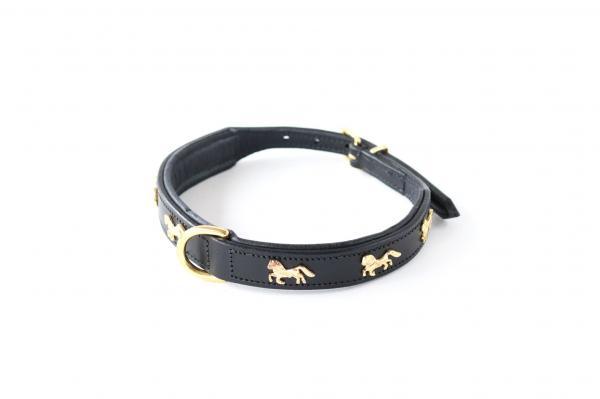 HB Halsband paardjes zwart/goud - Nena's Pets