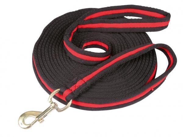 Longeerlijn soft zwart/rood - Nena's Pets