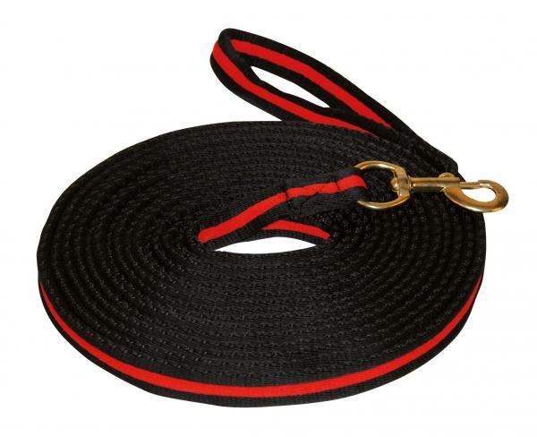 Longeerlijn soft zwart/rood - Nena's Pets