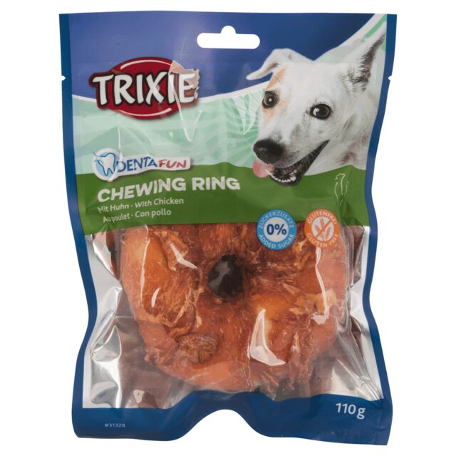 Denta fun chicken chew ring van trixie. 10cm verpakt