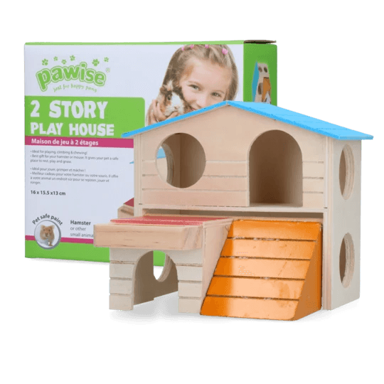 Pawise Kleurrijk knaagdier huisje met 2 verdiepingen - Nena's Pets