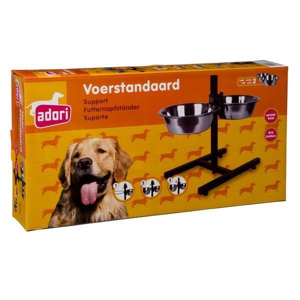 Rvs Standaard met voerbakken - Nena's Pets