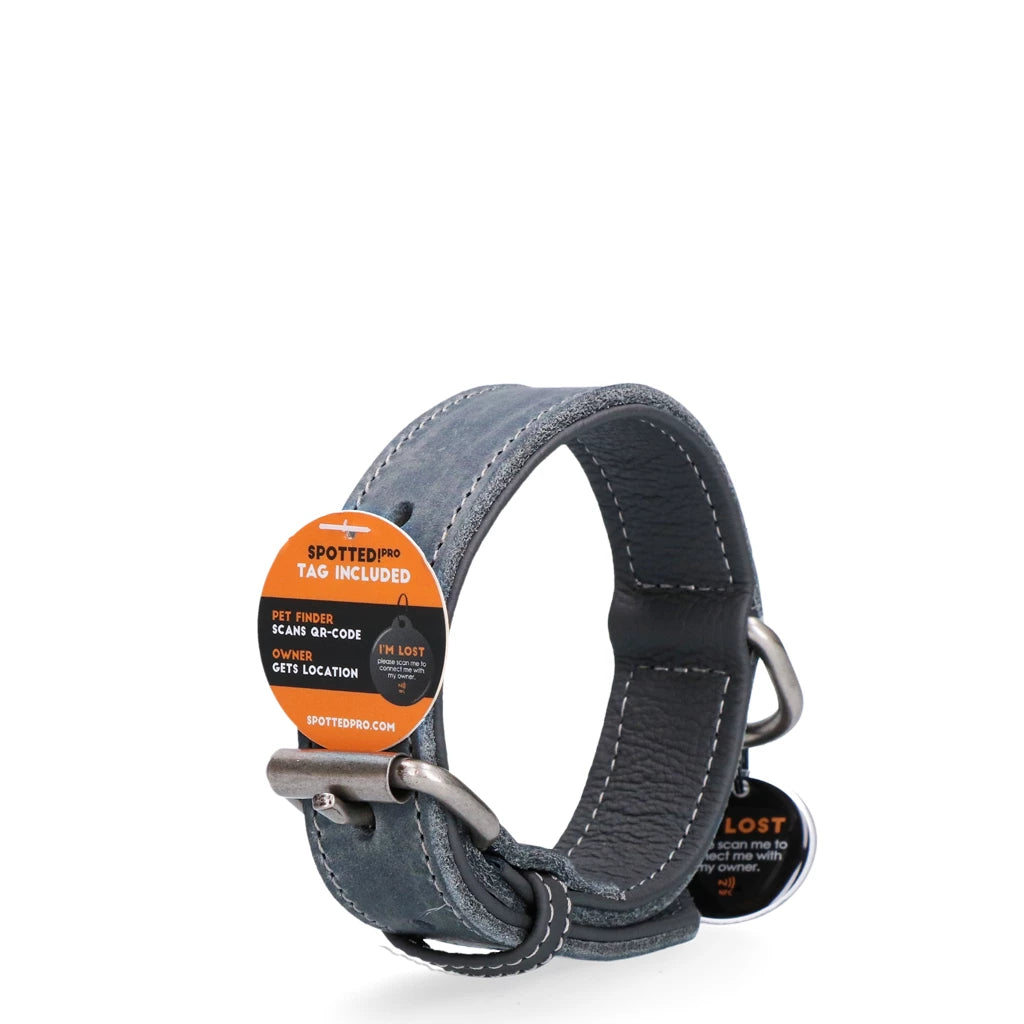 Spotted! Pro Leren Halsband met Tag