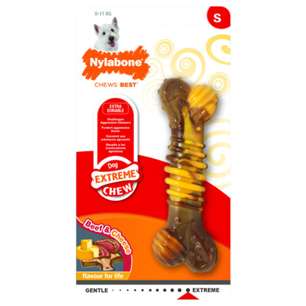 Extreme Chew Textured Bone Beef & Cheese Bruin|Geel Kaas|