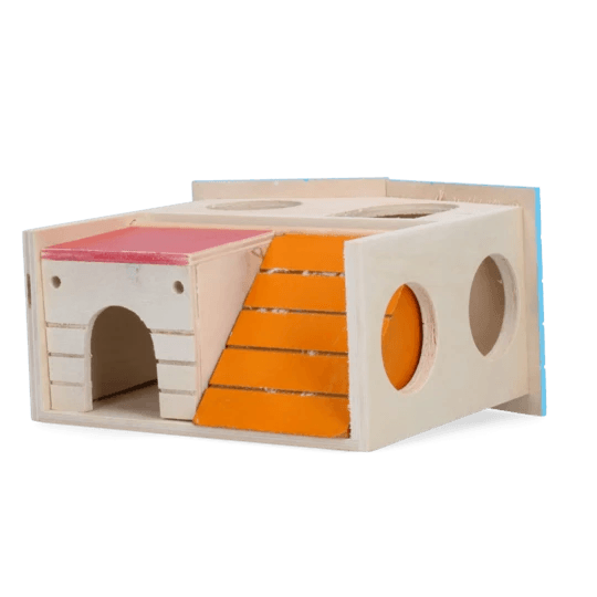 Pawise Kleurrijk knaagdier huisje met 2 verdiepingen - Nena's Pets 