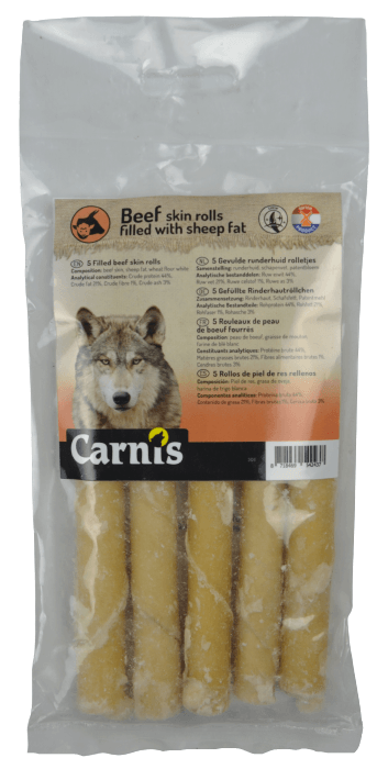 Carnis Gevulde runderhuid rolletjes - Nena's Pets 