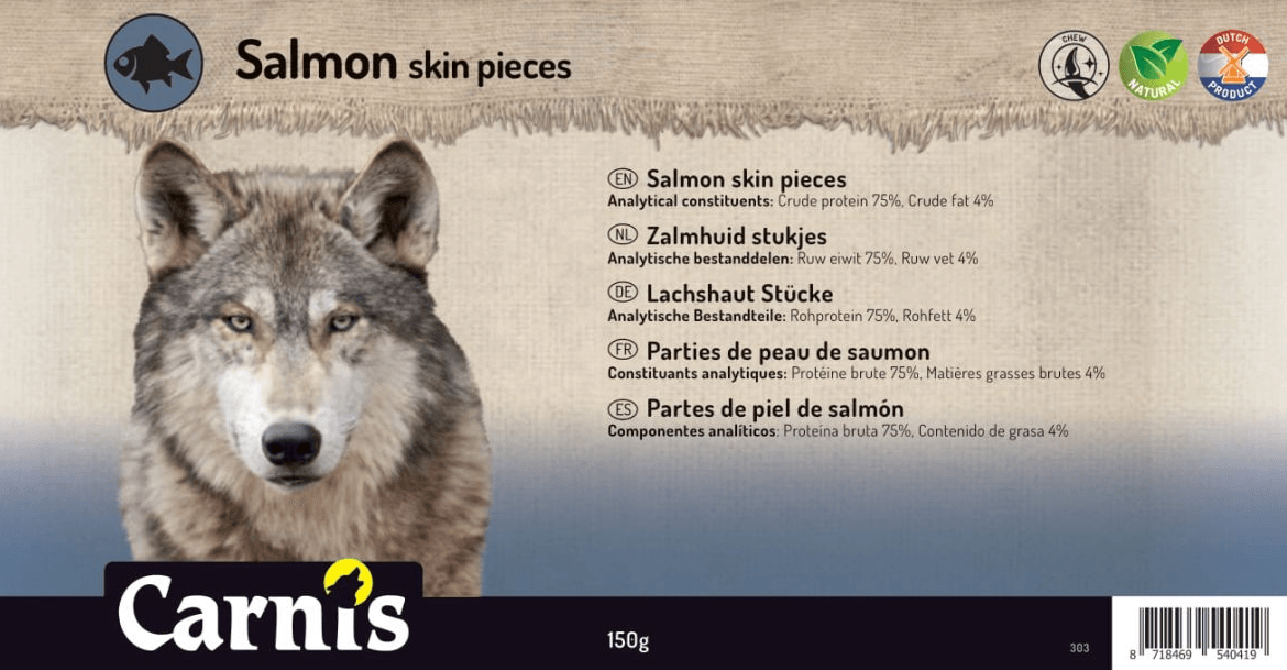 Carnis Zalmhuid stukjes 150 grram - Nena's Pets 