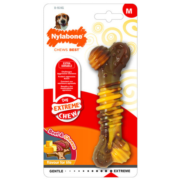Extreme Chew Textured Bone Beef & Cheese Bruin|Geel Kaas|