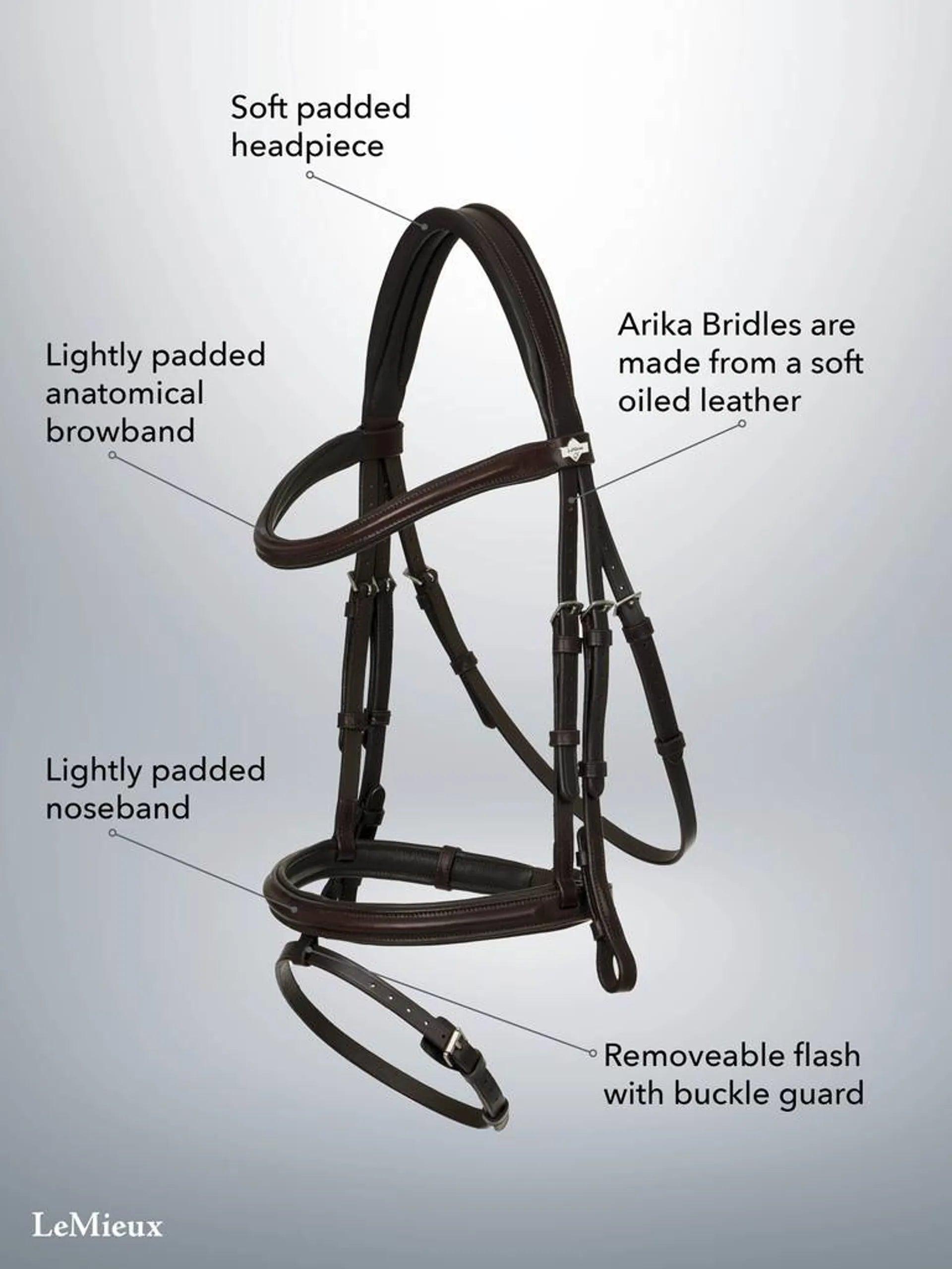 Lemieux Arika Flash Bridle Full brown silver - Nena's Pets 